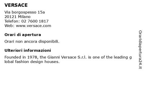 ᐅ Orari di apertura „Versace 1875 